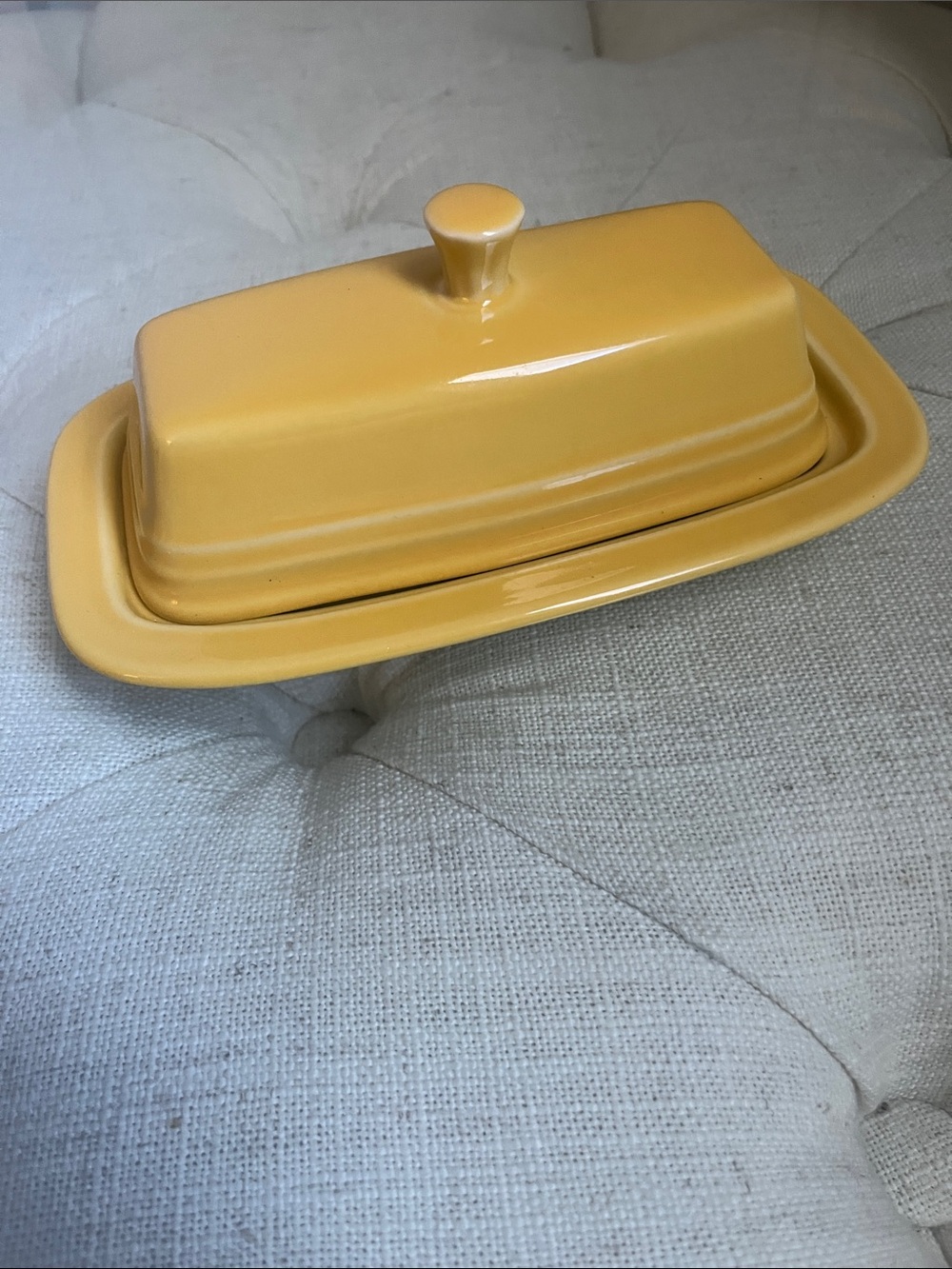 Fiesta Fiestaware Sunflower Yellow Ceramic Butter Dish with Lid Made in the USA - Picture 5 of 10